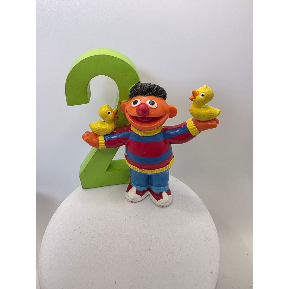 Vintage Sesame Street Ernie Figurine Number 2 with Rubber Duckies Toy Figure HTF